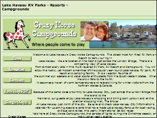 Web site www.crazyhorsecampgrounds.com, Crazy Horse Campgrounds